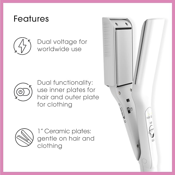 Conair 2-in-1 Travel and Flat Mini Iron for Clothes, Hair Straightener
