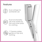 Conair 2-in-1 Travel and Flat Mini Iron for Clothes, Hair Straightener