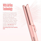Hair Straightener and Curler 2 in 1 by BeKind Flex, 360° Hair Styler Flat Iron for All Styles, Floating Plates Design, Airflex Lower Temp for Better Styling, Gift for Girls and Women (Peach)