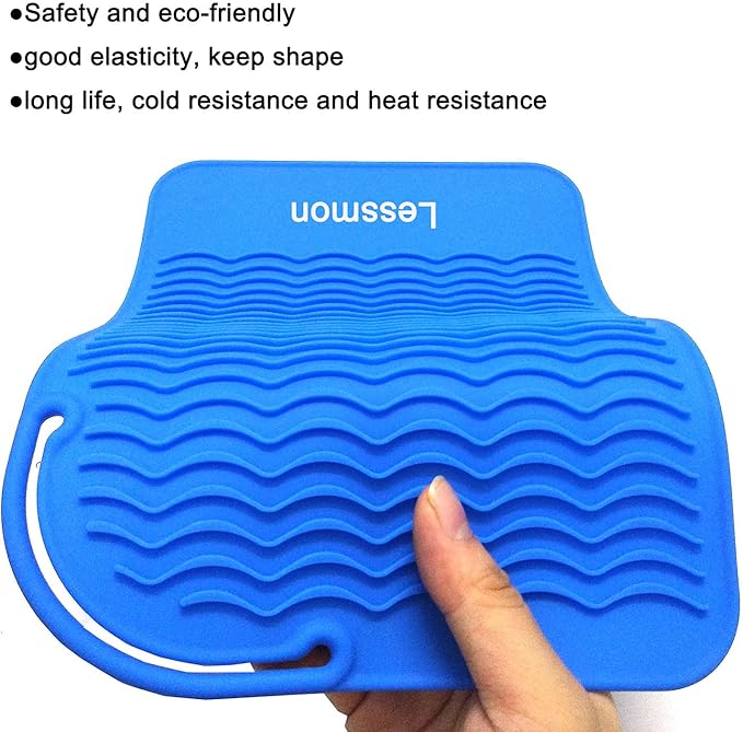 Heat Resistant Mat for Curling Irons, Hair Straightener, Flat Irons and Hair Styling Tools 9" x 6.5", Blue