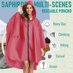 SaphiRose Unisex Rain Poncho Raincoat Hooded - Image 2