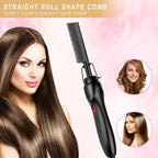 Electric Hot Comb Hair Straightener Heat Pressing Comb Curling Flat Iron Curler Hair Straightener Brush for Natural Black,Anti-Scald Beard Straightening Electric Press Comb (Black-3-Gear)