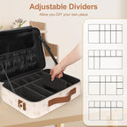 Relavel Large Makeup Case, Professional Makeup Artists Bag with Adjustable Dividers, Waterproof & Portable Train Case Storage Organizer Box with Shoulder Strap