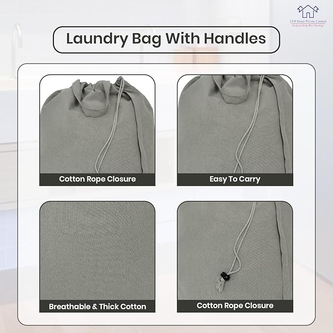 LFH Home Cotton Canvas Extra Large Laundry Bag - Image 3