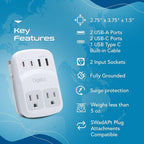 Ceptics World Travel Adapter Kit 2 USB-A, USB-C US Outlets, 20W/QC 18W Power - Image 8
