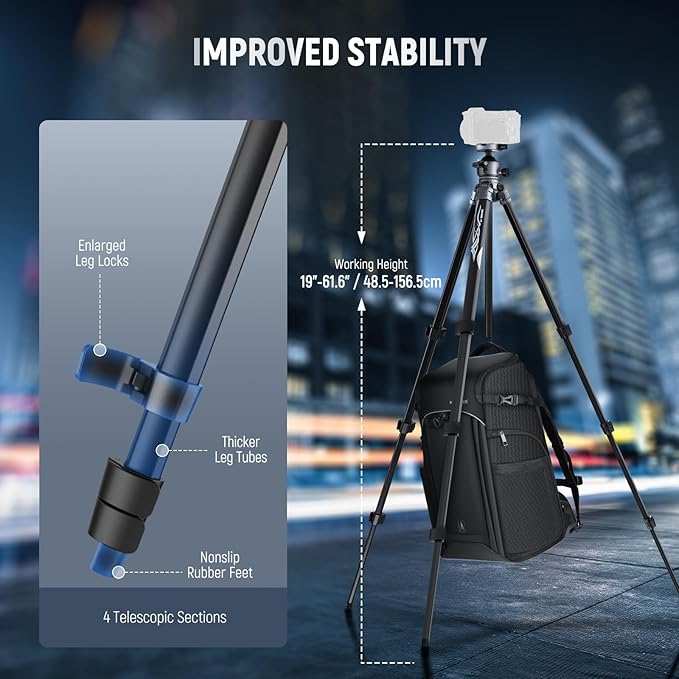 NEEWER LITETRIP LT07 61" Aluminum Travel Tripod - Image 4