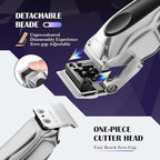 SUPRENT PRO Professional Hair Clippers for Men - High Torque Brushless Motor & Detachable Blade - Cordless Hair Trimmer Set for Barbers with Charging Base - Premium Hair Clipper Kit - Silver