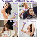 KARFUN Hair Dryer, 110000 RPM High-Speed Brushless Motor Fast Drying Blow Dryer, 57dB Low Noise Hair Dryer for Home or Travel, 3 Temps & 2 Speeds (Purple)