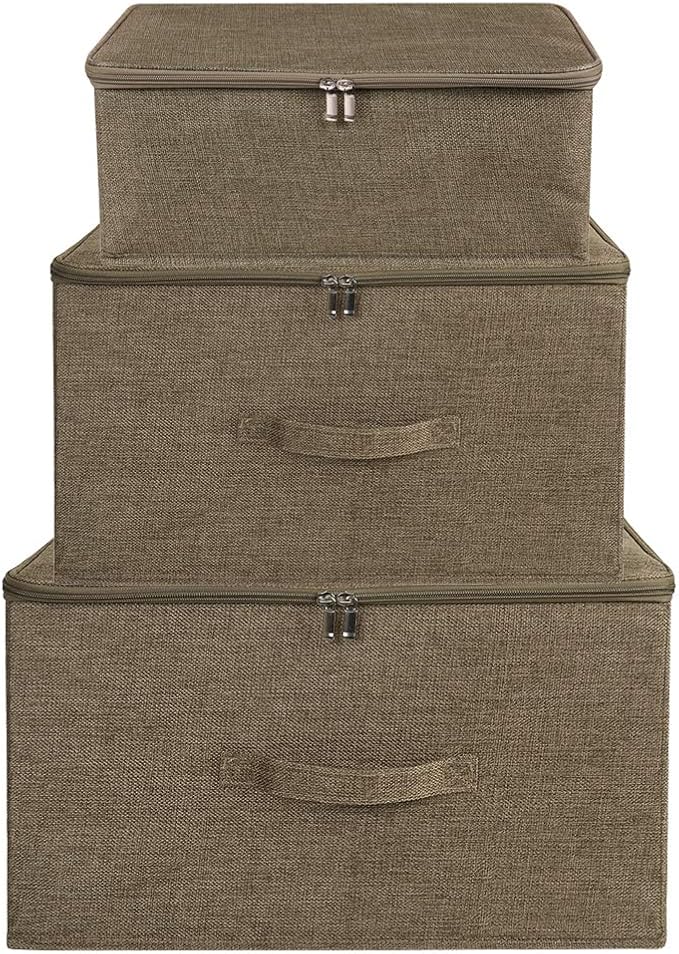 ANMINY 3PCS Storage Bins with Zipper Lids 51.9 Qt Lidded Fabric Storage Boxes - Image 5