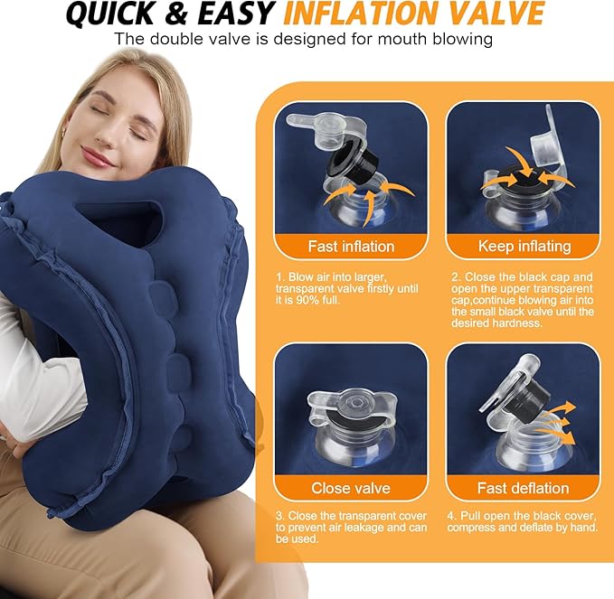 Inflatable Travel Pillow, Support Head, Used - Image 5