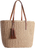YXILEE Straw Bags For Women | M Size Travel Straw Totes Bag Woven Summer by YXILEE
