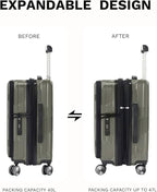 20 inch Carry On Luggage Expandable Top Opening/Clamshell Opening, TSA Approved - Image 3