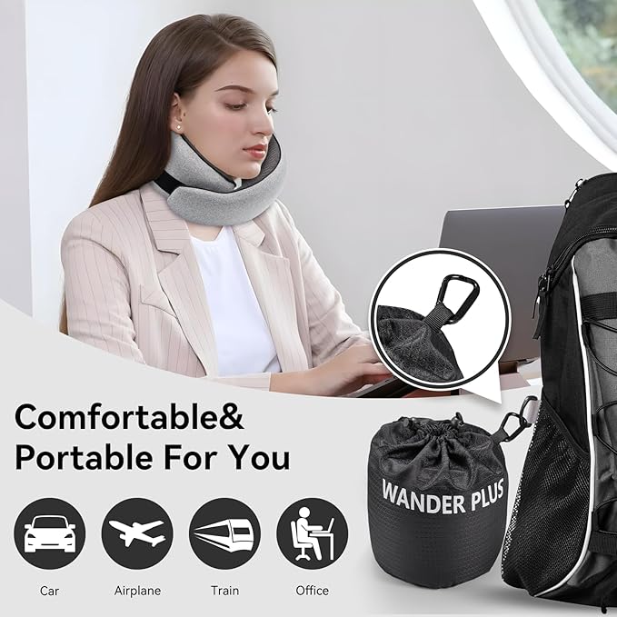 WANDER PLUS® Genuine Travel Pillow, 100% Pure Memory Foam Neck Pillow - Image 2