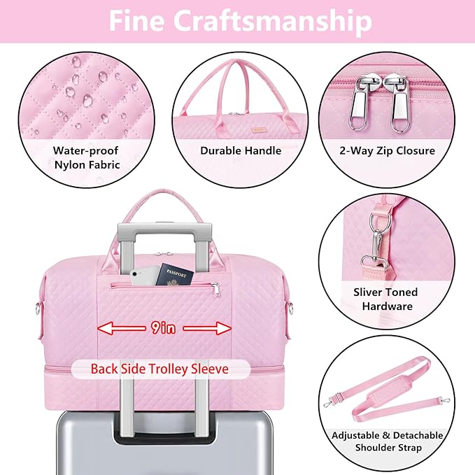 Weekender Bag for Women, Travel Duffel Bag Carry On Overnight Bag - Image 5