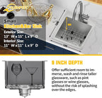 Small Kitchen Sink, 13x15 Inch Bar Sink Stainless Steel Drop In Small Kitchen - Image 3