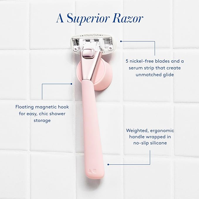 Women's Razor Shave Kit, 1 Rose Razor Handle + 6 Blade Refills + Super Pink - Image 3