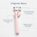 Women's Razor Shave Kit, 1 Rose Razor Handle + 6 Blade Refills + Super Pink - Image 3