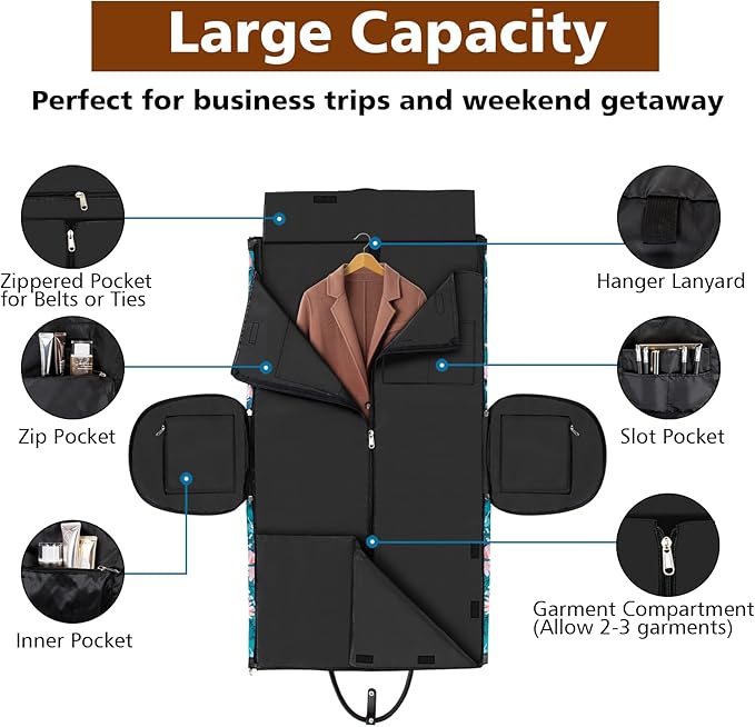 Garment Bag for Travel Convertible Carry On Garment Bag Large Travel Duffel - Image 4