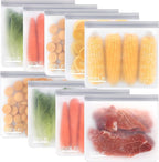 SPLF 9 Pack Reusable Gallon Freezer Bags, BPA Free 1 gallon Leakproof Silicone by SPLF