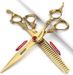 5.5/6 /7 Inch Purple Dragon Knight Professional Japanese Hair Scissors Barber Scissors Set (7 inch 2pc-C)