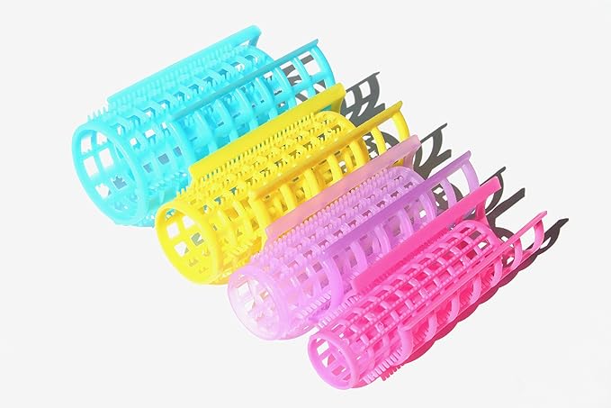 Kamay's Jumbo Hair Rollers Comb Curlers Clips Styling Rollers Hair Curls Wave Style Hairdressing Curlers Tools (Plastic Styling 36mm 1 1/2" 6PCS Random Clolor)