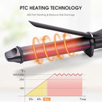 1 1/4 Inch Curling Iron, Ceramic Coated Hair Curling Wand, Rapid 430°F Heating, Temperature LED Display, 6 Temperature Settings, 60 Minutes Auto-Off, Red