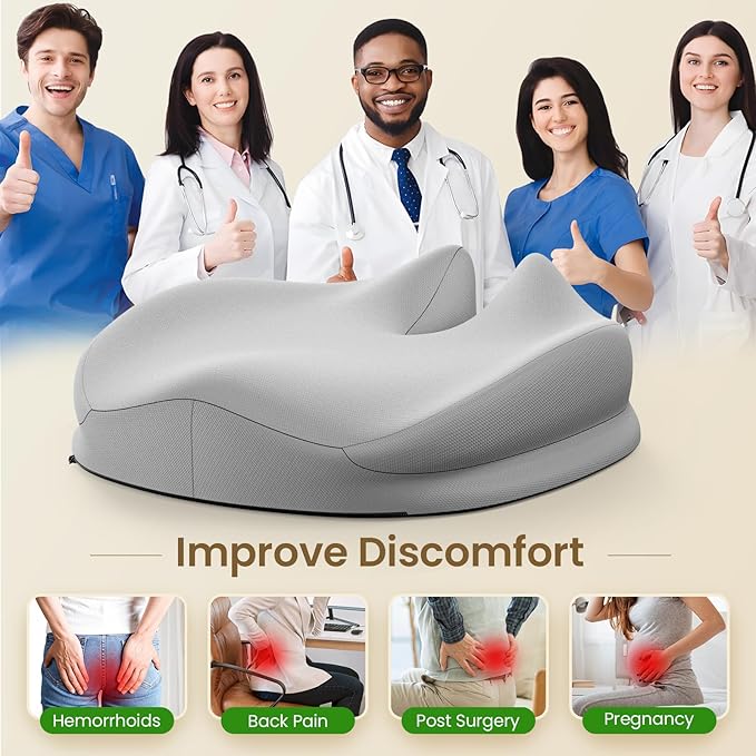 Benazcap Large Seat Cushion for Office Chair Memory Foam Coccyx Pain Relief - Image 4