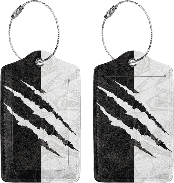 Black Against White Pattern Luggage Tags - Image 3