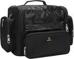 Makeup Brush Bag, Clear Makeup Brush Holder with Lid, Extra Large Capacity Travel Cosmetic Bag Makeup Artist Must Haves, Black Makeup Case, Make Up Organizers and Storage, with Adjustable Dividers