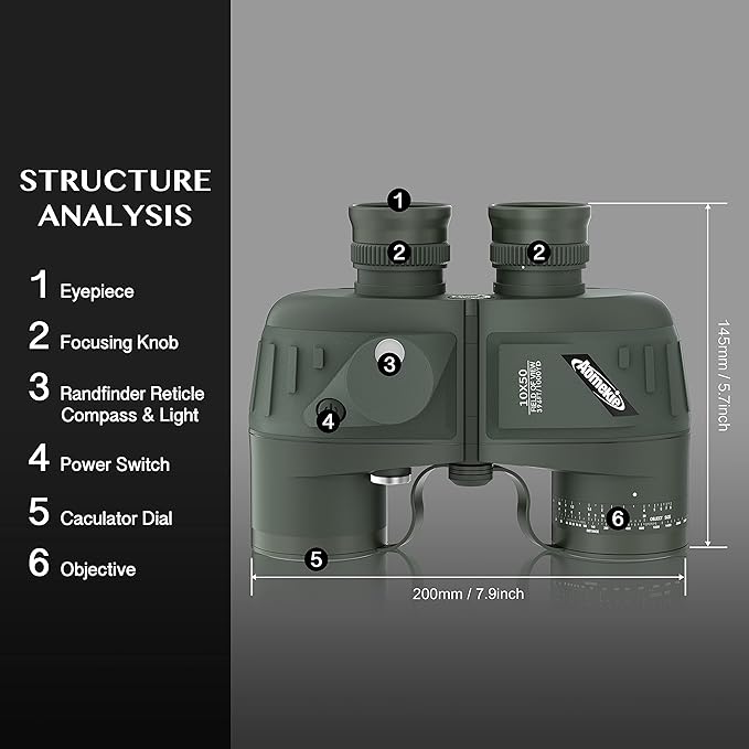 AOMEKIE Marine Binoculars for Adults 10x50 Waterproof Binoculars - Image 9