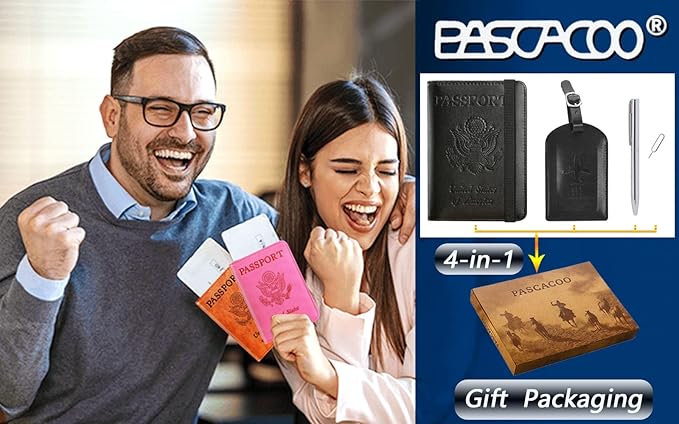 Passport Holder With Luggage Tag Travel Essentials Passport Cover Wallet RFID - Image 6