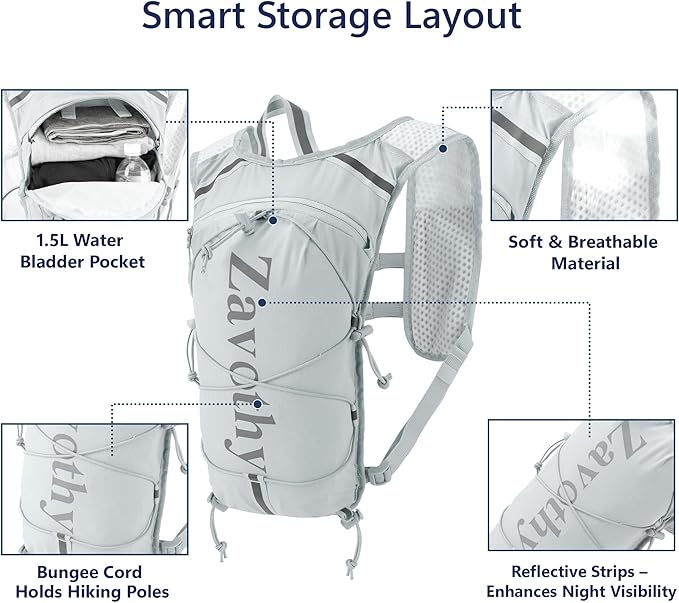 Zavothy Hydration Running Vest for Men & Women – Lightweight 1.5L Hydration Pack - Image 2