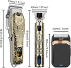 Professional Hair Clipper Set for Men Electric Shaver Razor Cordless Hair Cutting Barber Clippers Beard Trimmer Men’s Grooming Kit Gifts for him (Bronze)
