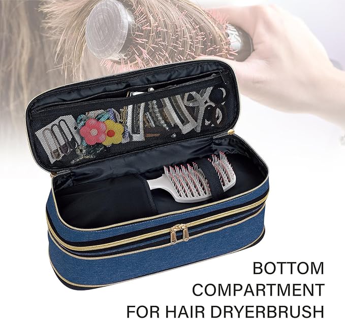 Hair Dryer Travel Carrying Case, Curling Iron Storage Bag, Slim Expandable Handheld Dual-Layer Travel Storage Bag for Dryer/Hair Tool Organizer/Style Organizer
