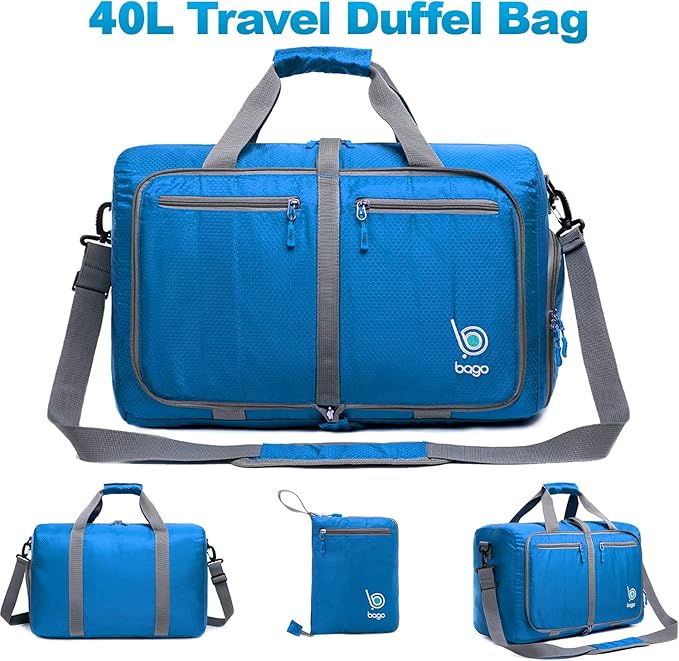 Bago Foldable Duffel Bags for Traveling Women & Men - 40L Sports Packable - Image 9