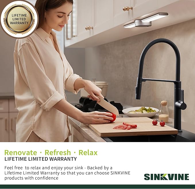 Black Kitchen Sink Drop-In 22 x 18 inch, SINKVINE PVD Nano Stainless Steel Bar - Image 8