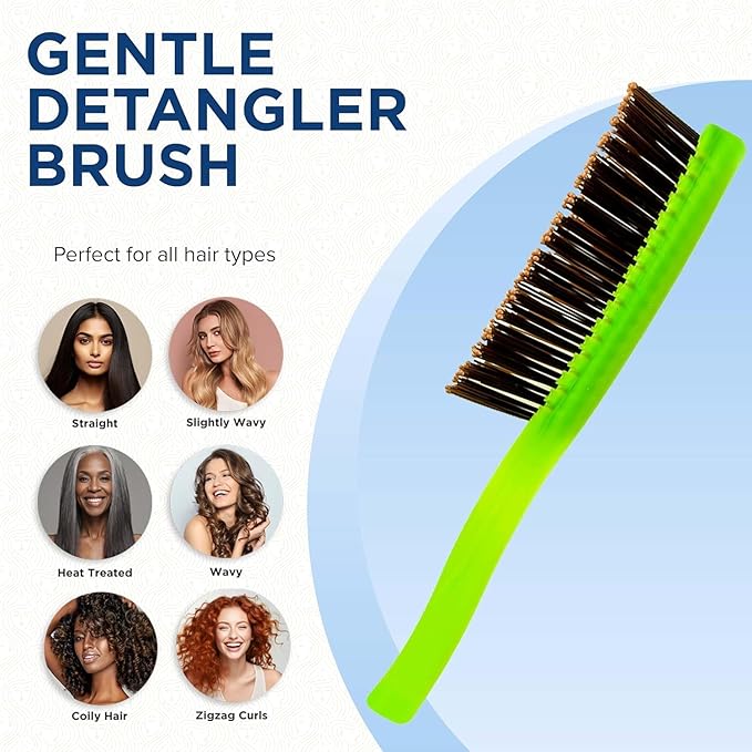 Giorgio GIO1 Gentle Hair Brush Dresser Size. Wet & Dry Pro Hair Brush Detangler. Soft for Sensitive Scalp. Good For Men Women & Kids All hair lengths. Durable and Anti-Static. (Set, Green)
