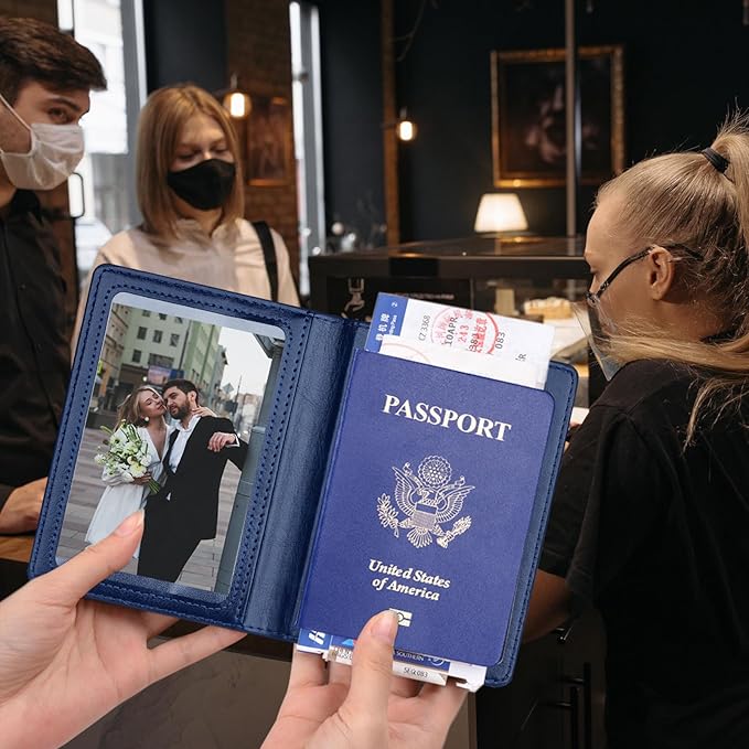 Herain Black & Dark Blue Passport Holder - Image 3