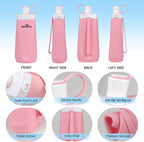 Collapsible Water Bottles, 20oz Reusable Silicone Foldable Water Bottle - Image 3