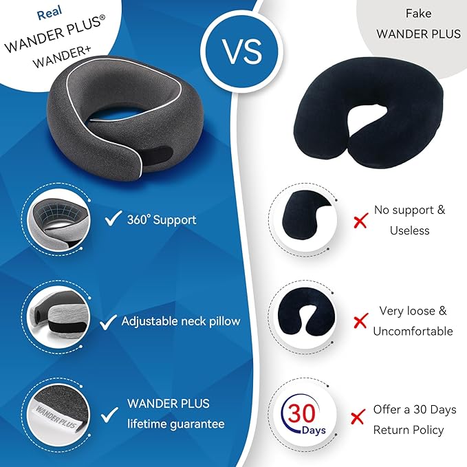 WANDER PLUS® Travel Neck Pillow, Pure Memory Foam Neck Pillow - Image 6