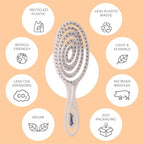 Ninabella Mini Spiral Brush - Hair Brush Detangler for Women - Pro Shower for Curly or Thick Hair - Small Travel Detangling Vent Hairbrushes -Light Grey