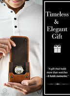Leather Watch Rroll Travel Case Single Watch Roll Holder Tawny Brown Full Grain - Image 3
