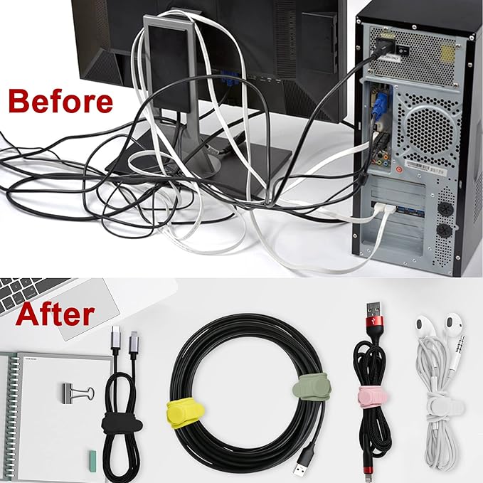 Nearockle 100Pcs Silicone Cable Ties Cord Organizer - Image 4