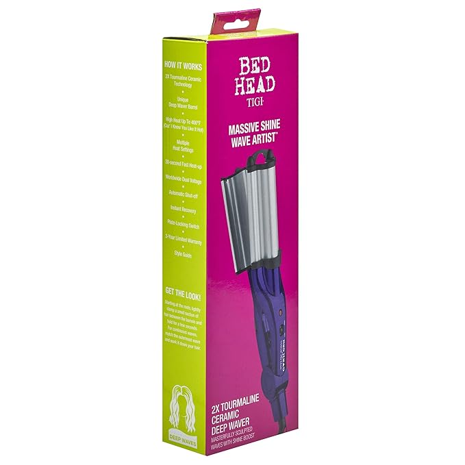 Bed Head Wave Artist Deep Waver | Combat Frizz, Get Long Lasting Results, & Add Massive Shine for Beachy Waves | With Tourmaline Ceramic Technology (Purple)