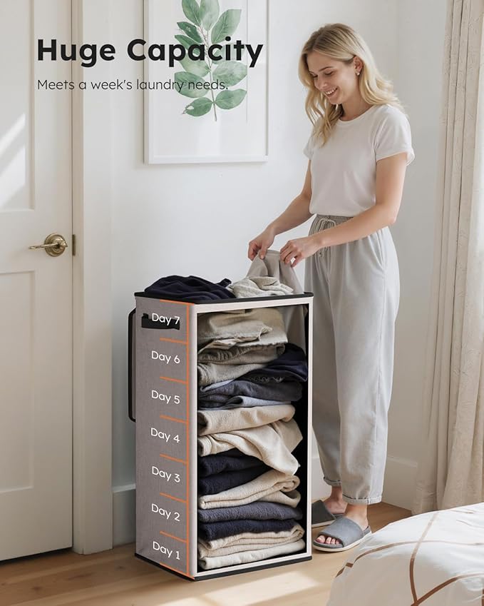 SOLEDI Laundry Hamper with Lid 100L Large & Tall Collapsible Laundry Basket - Image 3