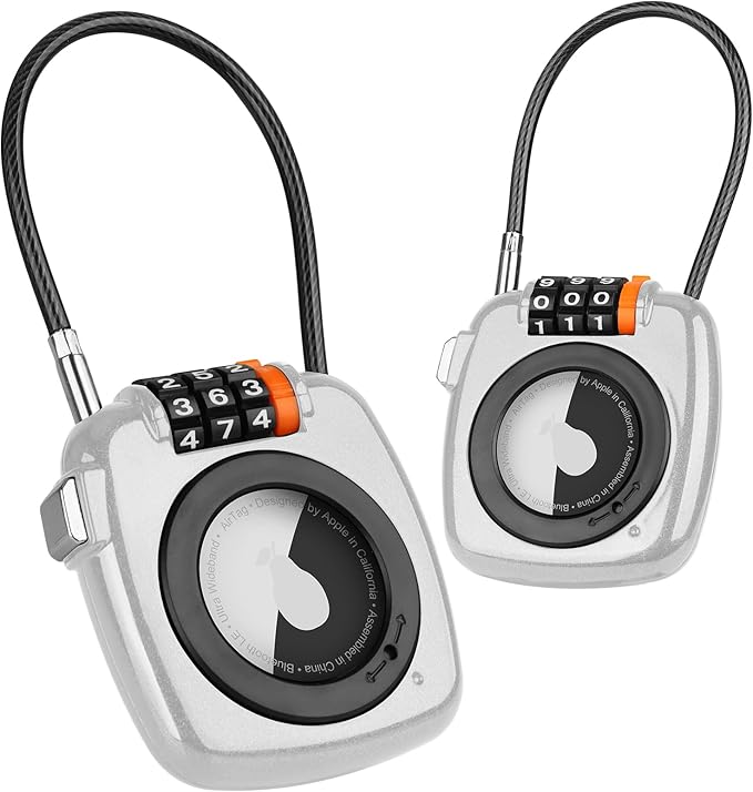 Compatible with Apple AirTag Secure Lock with Wire Cable, 3-Digit Combination by TUXON