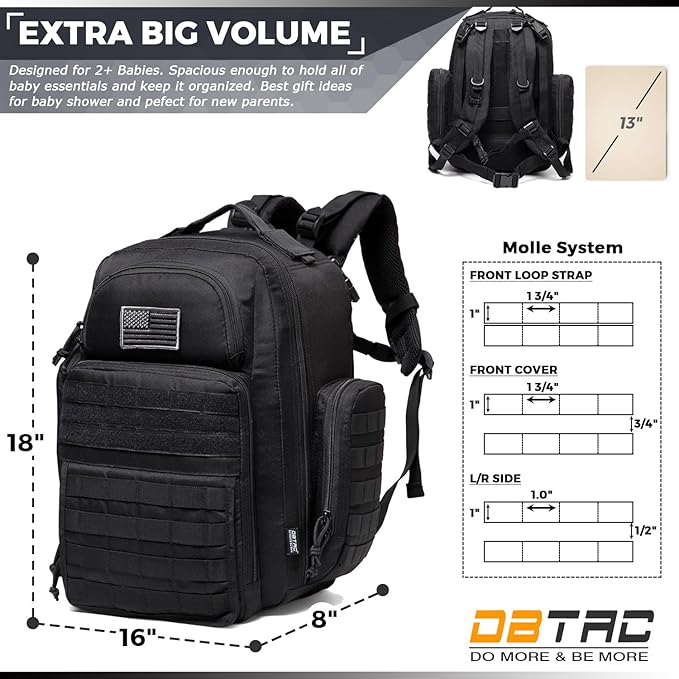 Diaper Bag Backpack for Dad, DBTAC Large Baby Nappy Bag for Men w/Changing Mat - Image 6