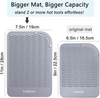 Large Heat Resistant Mat for Curling Irons, Hair Straightener, Flat Irons and Hair Styling Tools 11" x 7.5", Grey