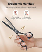 ULG Seamless Thinning Scissors – Professional Stainless Steel, Teflon Coated, Ergonomic Offset Handles, Precision Serrated Blades for Natural Hair Thinning and Layering, Ideal for Stylists and Barbers