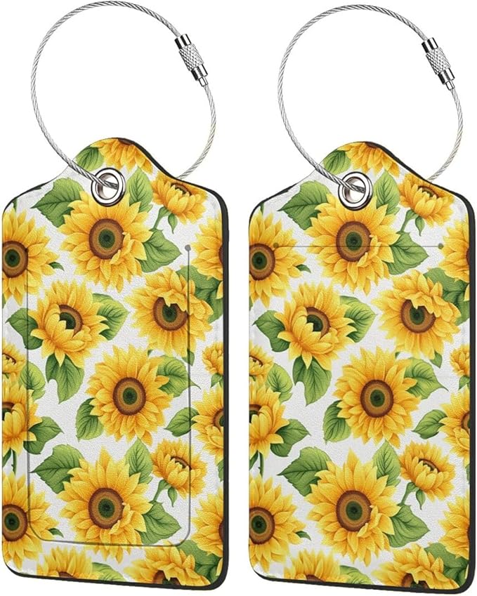 Lovely Sunflower Leather Luggage Tag by Ovitssrk